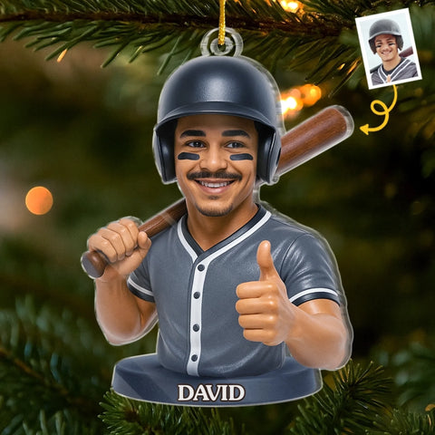 Custom Photo Acrylic Ornament - Personalized Christmas Birthday Sport Gifts For Sports Lovers - Baseball Is Life