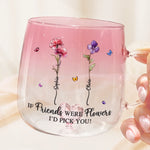 Custom Name Friendship Flower Gifts for Best Friends - Personalized Gradient Glass Mug