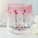 Custom Name Friendship Flower Gifts for Best Friends - Personalized Gradient Glass Mug