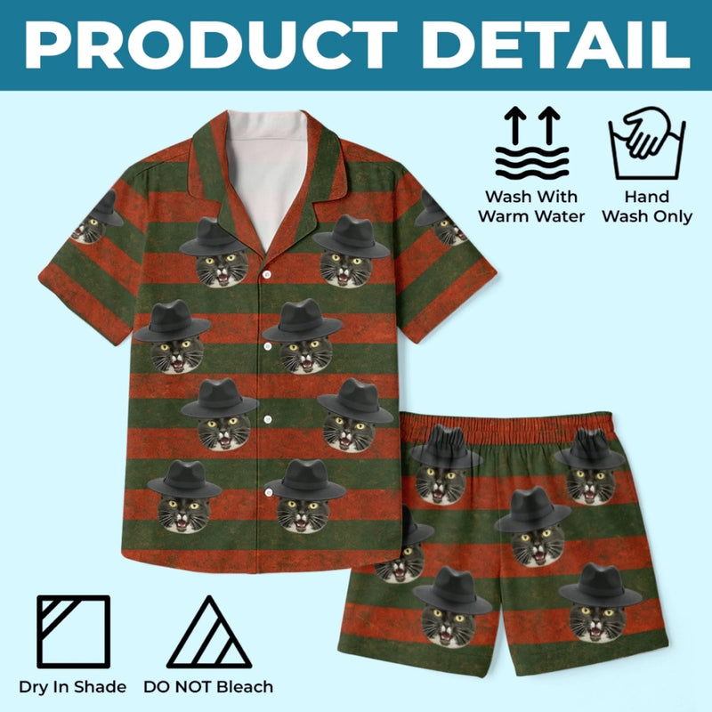 Custom Photo Short Pajama Set - Personalized Halloween Birthday Gifts For Dog Cat Lovers, Dog Dad And Mom, Cat Owners - Wickedly Cute With Paws