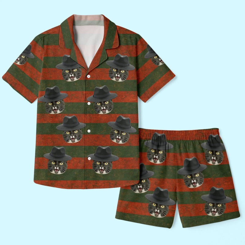 Custom Photo Short Pajama Set - Personalized Halloween Birthday Gifts For Dog Cat Lovers, Dog Dad And Mom, Cat Owners - Wickedly Cute With Paws
