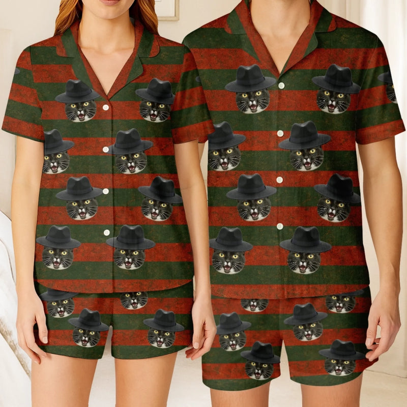 Custom Photo Short Pajama Set - Personalized Halloween Birthday Gifts For Dog Cat Lovers, Dog Dad And Mom, Cat Owners - Wickedly Cute With Paws