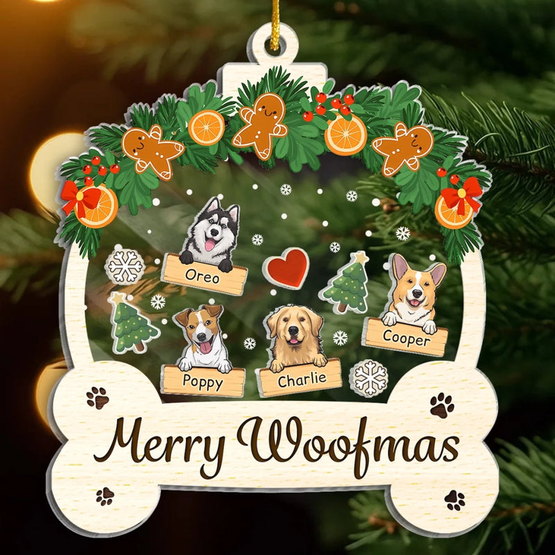 Custom 3 Layers Shaker Ornament - Personalized  Christmas Birthday Gifts For Dog Lovers, Dog Dad And Mom - Woofing You A Merry Holiday