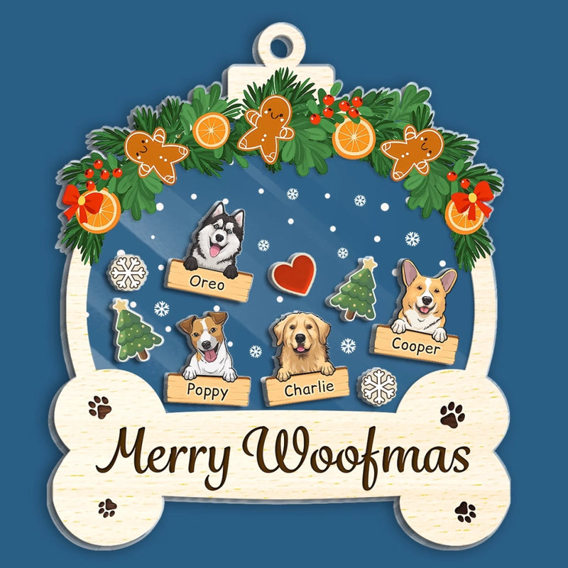 Custom 3 Layers Shaker Ornament - Personalized  Christmas Birthday Gifts For Dog Lovers, Dog Dad And Mom - Woofing You A Merry Holiday