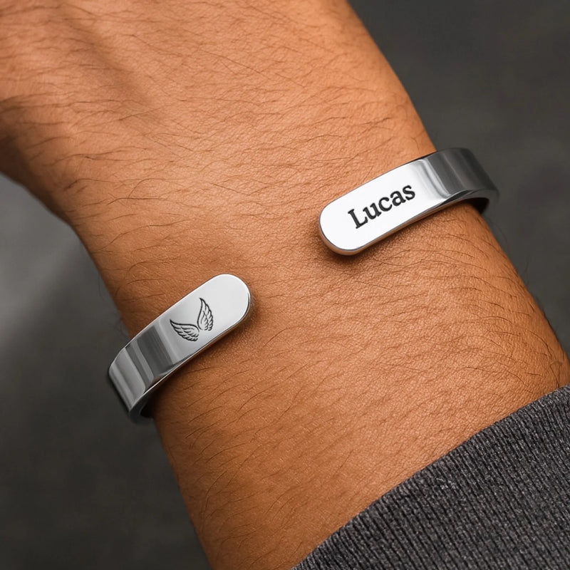 Custom Engraved Stainless Steel Cuff Bracelet - Personalized Memorial Sympathy Gifts For Loss Of Mom, Dad - I Will Carry You With Me