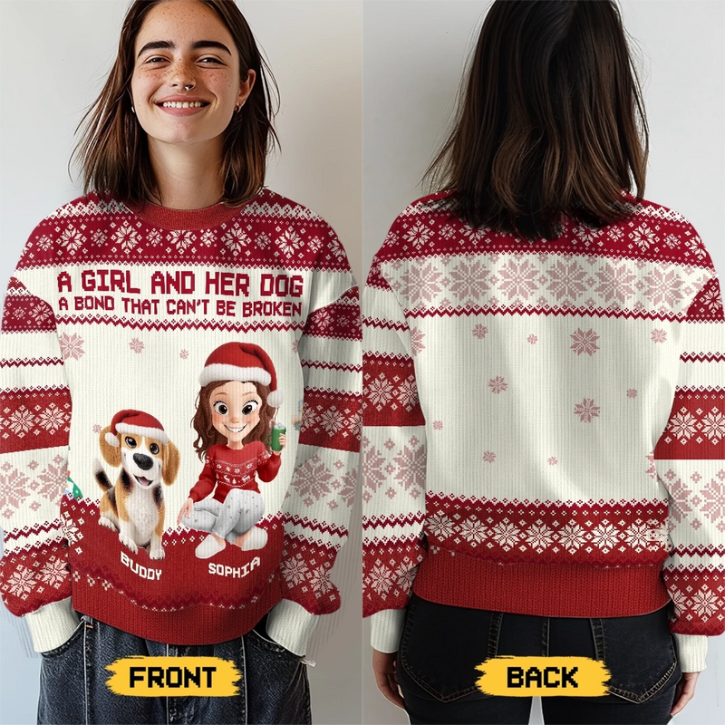 Custom Unisex Ugly Sweatshirt - Personalized  Christmas Birthday Gifts For Dog Cat Lovers, Dog Dad And Mom, Cat Owners - Life Is Better With My Fur Babies