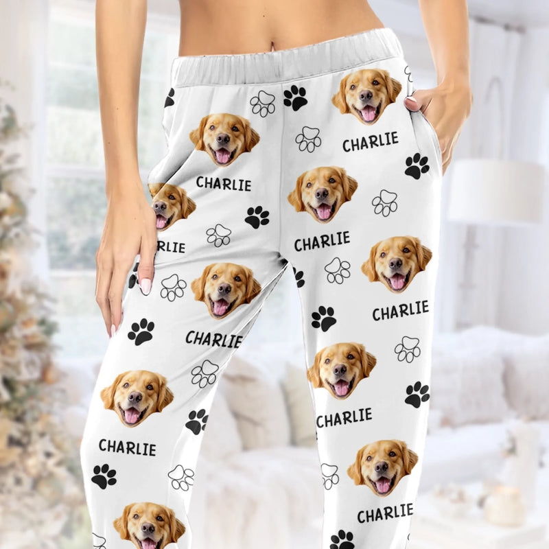 Custom Photo Pajama Pants - Personalized  Christmas Birthday Gifts For Dog Cat Lovers, Dog Dad And Mom, Cat Owners - Cozy Nights, Puppy Vibes