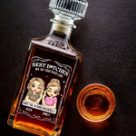 Custom Glass Whiskey Bottle - Personalized Best Friend Birthday Gifts For Women, Besties, Sisters, BFF , Wine, Bourbon, Whiskey Lovers - Forever Drunk On Friendship