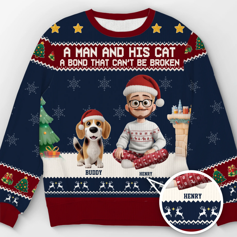 Custom Unisex Ugly Sweatshirt - Personalized  Christmas Birthday Gifts For Dog Cat Lovers, Dog Dad And Mom, Cat Owners - Santa Paws Approved