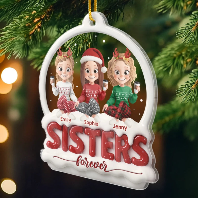 Custom Acrylic Ornament - Personalized Best Friend Christmas Birthday Gifts For Women, Besties, Sisters, BFF - Bestie Nights Glow With Cheer
