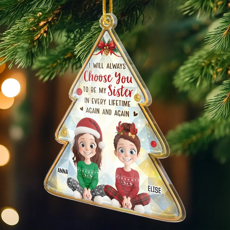 Custom Acrylic Ornament - Personalized Best Friend Christmas Birthday Gifts For Women, Besties, Sisters, BFF - Sharing Laughs Under Christmas Lights