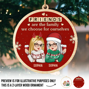 Custom Double Layer Wooden Ornament - Personalized Best Friend Christmas Birthday Gifts For Women, Besties, Sisters, BFF - Bestie Bonds Spark Holiday Joy