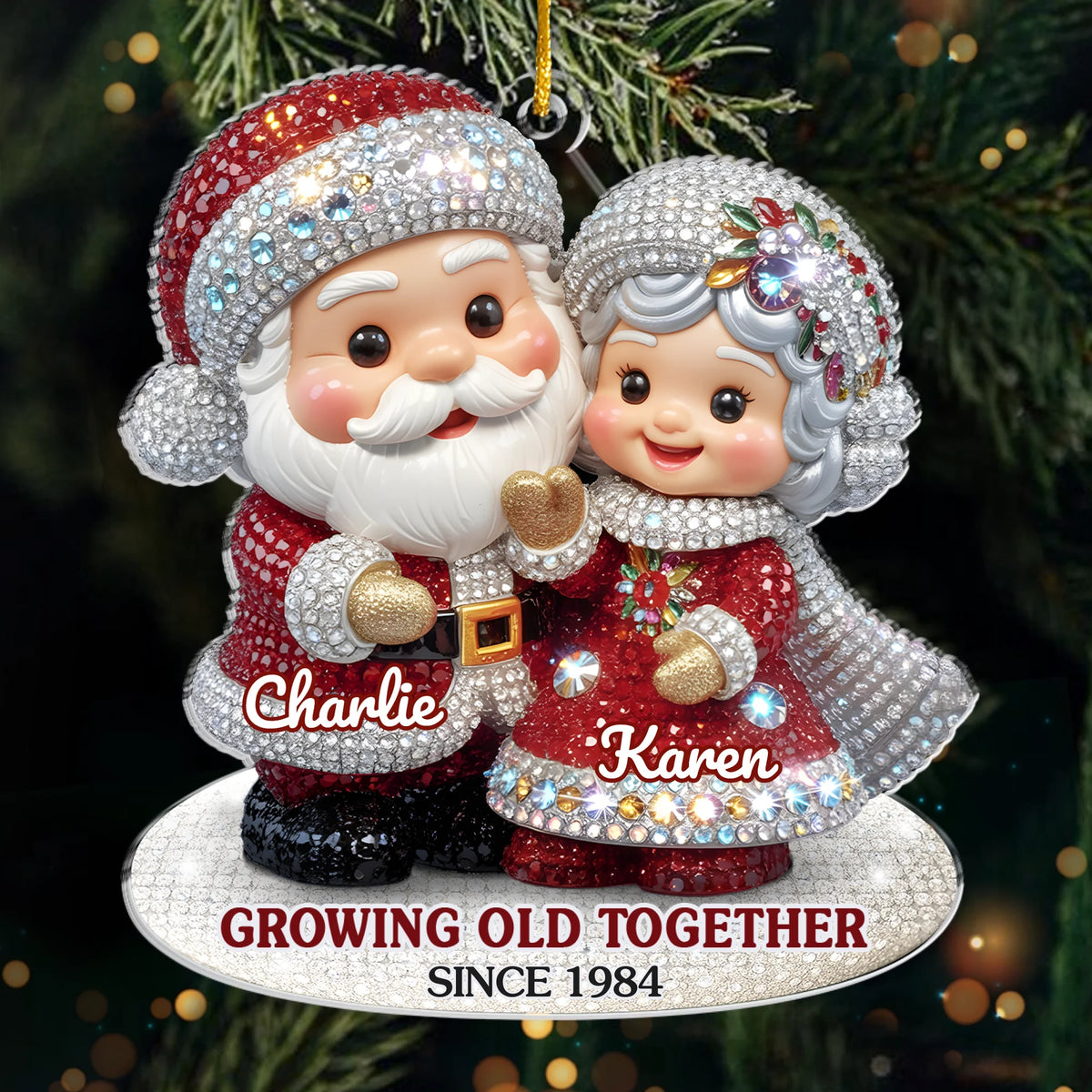 Custom Acrylic Ornament - Personalized Anniversary Christmas Wedding Gifts For Husband And Wife, Him And Her - Forever Festive, Forever Us