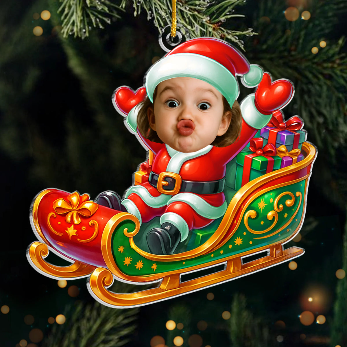 Custom Photo Acrylic Ornament - Personalized Christmas Birthday Gifts For Kids - Christmas Magic Rider