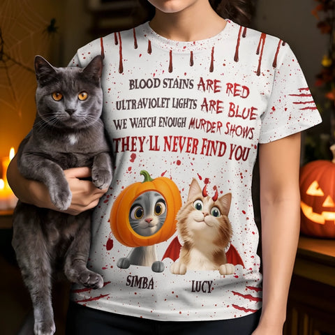 Custom Unisex T-shirt - Personalized Halloween  Birthday Gifts For Cat Lovers, Cat Mom And Dad - Purranormal Activity