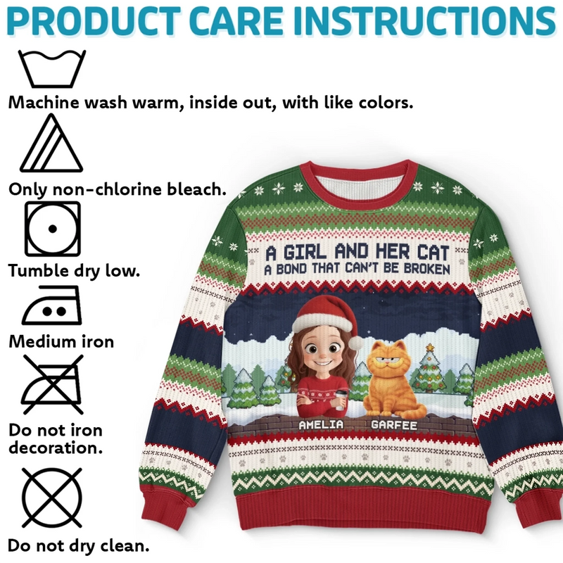 Custom Unisex Ugly Sweatshirt - Personalized  Christmas Birthday Gifts For Cat Lovers, Cat Mom And Dad - Whiskers In The Snow