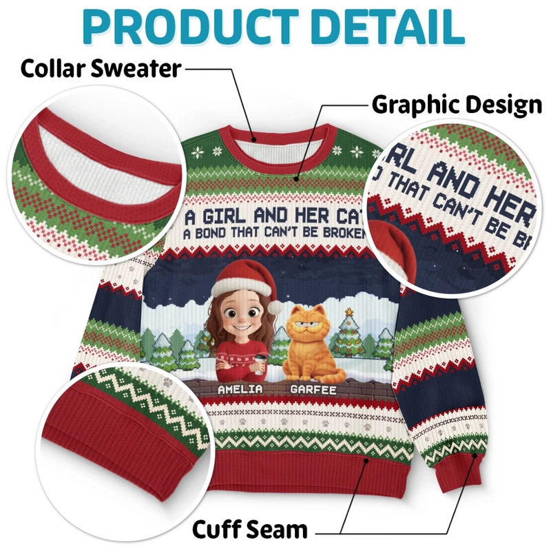 Custom Unisex Ugly Sweatshirt - Personalized  Christmas Birthday Gifts For Cat Lovers, Cat Mom And Dad - Whiskers In The Snow