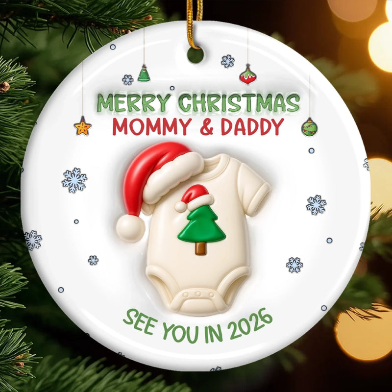 Custom Ceramic Ornament - Personalized Christmas Baby Shower, Gender Reveal Gifts For New Moms, New Dads, New Parents - A Little Star Is Born