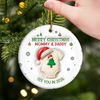 Custom Ceramic Ornament - Personalized Christmas Baby Shower, Gender Reveal Gifts For New Moms, New Dads, New Parents - A Little Star Is Born