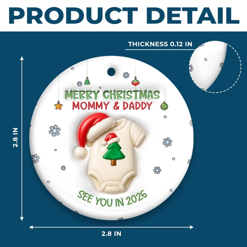 Custom Ceramic Ornament - Personalized Christmas Baby Shower, Gender Reveal Gifts For New Moms, New Dads, New Parents - A Little Star Is Born