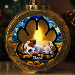 Custom Candlelight Lantern Ornament - Personalized Pet Christmas Memorial Sympathy Gifts For Dogs - Paw Prints Live In Our Hearts