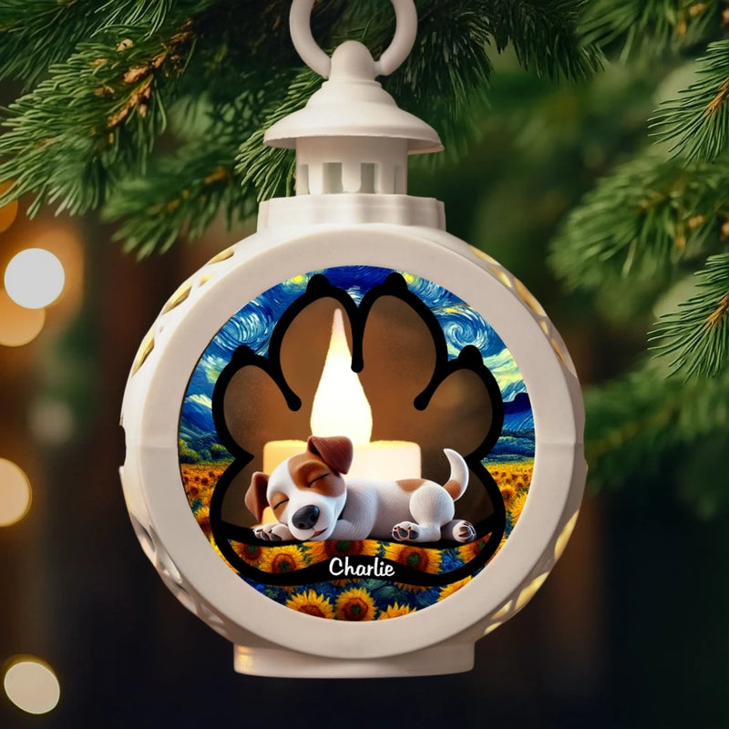 Custom Candlelight Lantern Ornament - Personalized Pet Christmas Memorial Sympathy Gifts For Dogs - Paw Prints Live In Our Hearts
