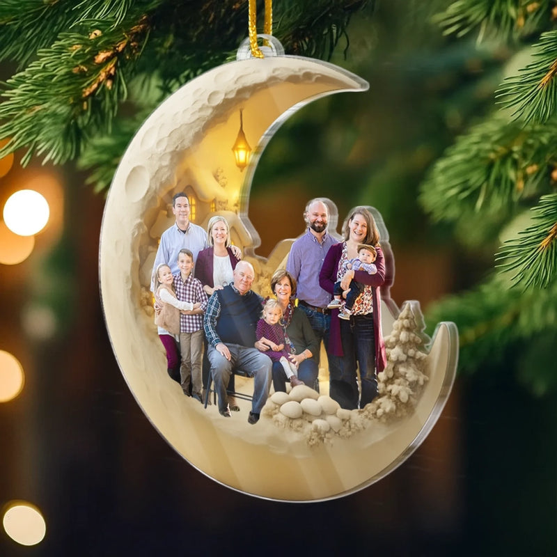 Custom Photo Acrylic Ornament - Personalized Christmas Birthday Gifts For Mom, Dad, Kids - Love You To The Moon