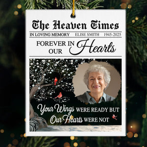 Custom Photo Acrylic Ornament - Personalized Christmas Memorial Sympathy Gifts For Loss Of Mom, Dad - In Our Hearts Forevermore