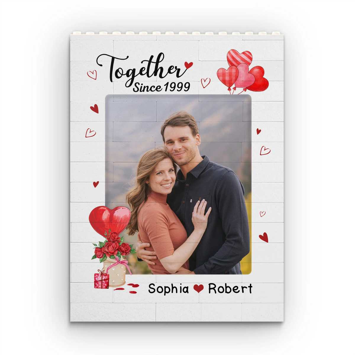 Custom Photo Vertical Rectangle Shaped Building Brick Blocks - Personalized Anniversary Wedding Gifts For Husband And Wife, Him And Her - Together Forever