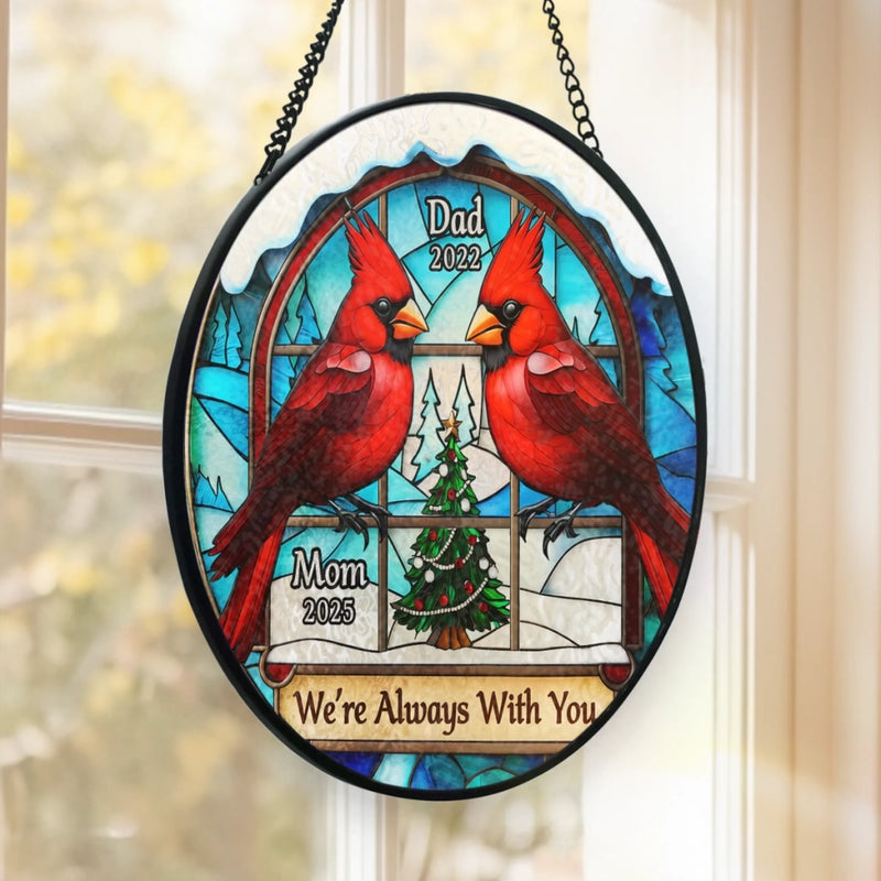 Custom Stained Glass Window Hanging Suncatcher - Personalized Christmas Memorial Sympathy Gifts For Loss Of Mom, Dad - A Journey Remembered With Grace