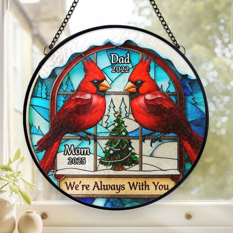 Custom Stained Glass Window Hanging Suncatcher - Personalized Christmas Memorial Sympathy Gifts For Loss Of Mom, Dad - A Journey Remembered With Grace