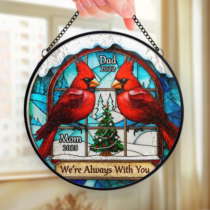Custom Stained Glass Window Hanging Suncatcher - Personalized Christmas Memorial Sympathy Gifts For Loss Of Mom, Dad - A Journey Remembered With Grace
