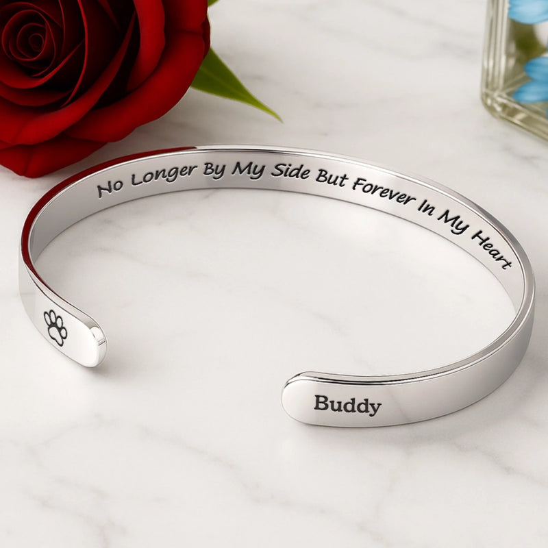 Custom Engraved Stainless Steel Cuff Bracelet - Personalized Pet Memorial Sympathy Gifts For Dogs, Cats - My Best Friend, My Angel