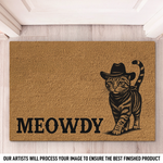 Custom Pet Photo Cowboy Cat Gifts for Cat Lovers - Personalized Doormat
