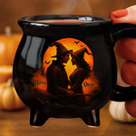 Custom Witch Cauldron Coffee Mug - Personalized Anniversary Halloween Witchy Gifts For Husband And Wife, Him And Her - Two Souls One Magic