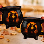 Custom Witch Cauldron Coffee Mug - Personalized Anniversary Halloween Witchy Gifts For Husband And Wife, Him And Her - Two Souls One Magic