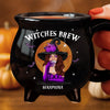Custom 12oz Ceramic Cauldron Coffee Mug - Personalized Halloween Witchy Gifts For Besties, Sisters, BFF, Family, Yourself - She Drinks Like A Queen, But Hexes Like A Goddess