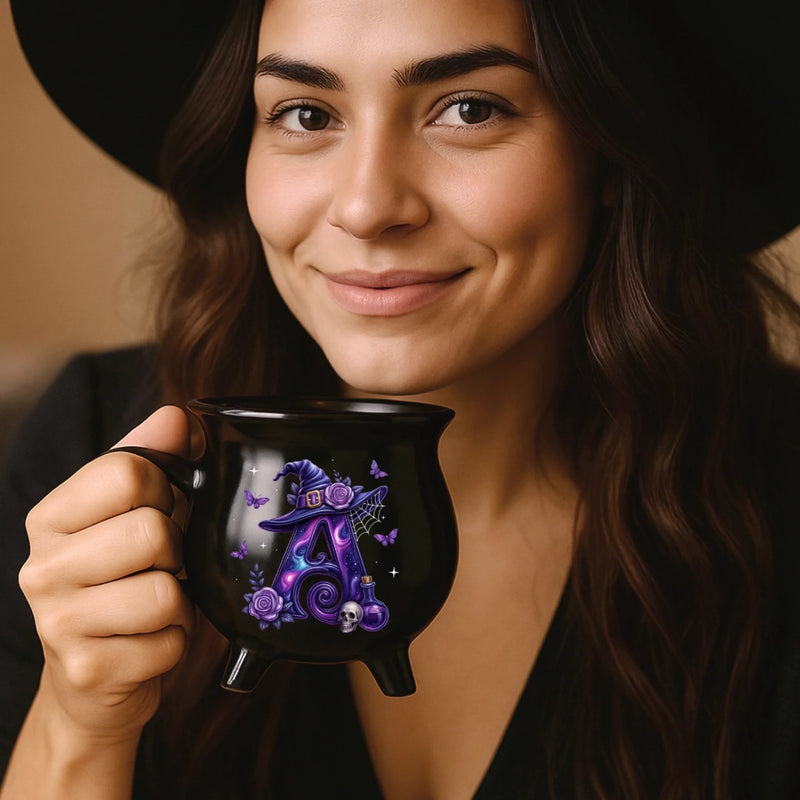 Custom 12oz Ceramic Cauldron Coffee Mug - Personalized Halloween Witchy Gifts For Besties, Sisters, BFF, Family, Yourself - Witchy Vibes Only
