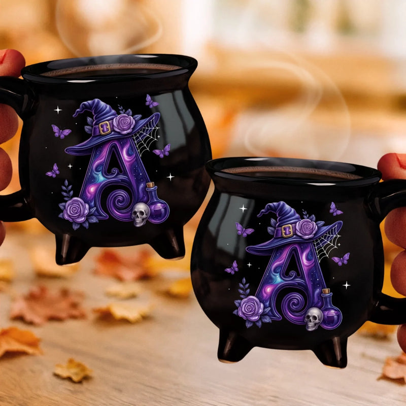 Custom 12oz Ceramic Cauldron Coffee Mug - Personalized Halloween Witchy Gifts For Besties, Sisters, BFF, Family, Yourself - Witchy Vibes Only