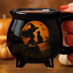 Custom 12oz Ceramic Cauldron Coffee Mug - Personalized Halloween Witchy Gifts For Besties, Sisters, BFF, Family, Yourself - Purrfectly Wicked