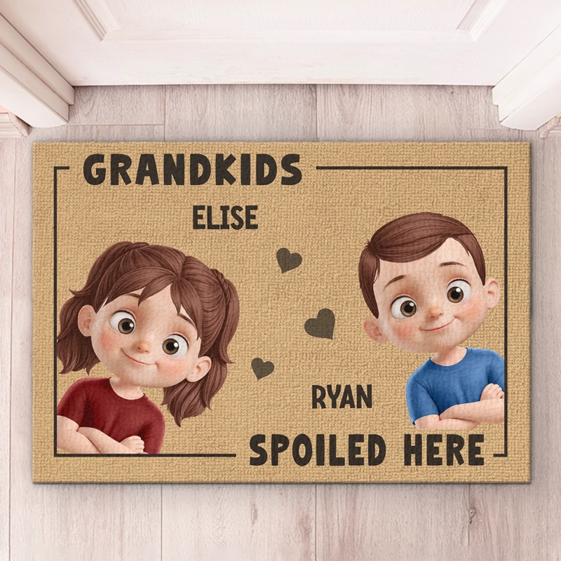 Custom Home Decor Decorative Mat - Personalized Birthday Gifts For Mom, Grandma - Grandkids Spoiled Here