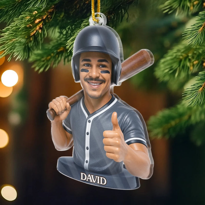 Custom Photo Acrylic Ornament - Personalized Christmas Birthday Sport Gifts For Sports Lovers - Baseball Is Life