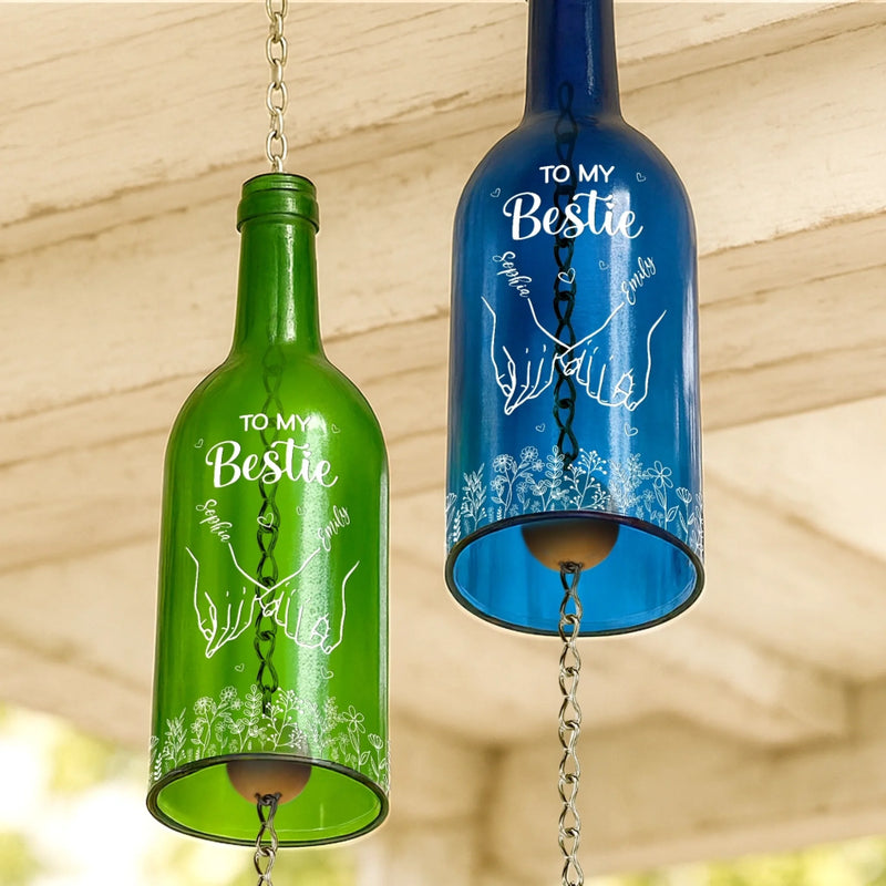 Custom Wine Bottle Wind Chime - Personalized Best Friend Birthday Gifts For Women, Besties, Sisters, BFF - You’re The Melody Of My Life