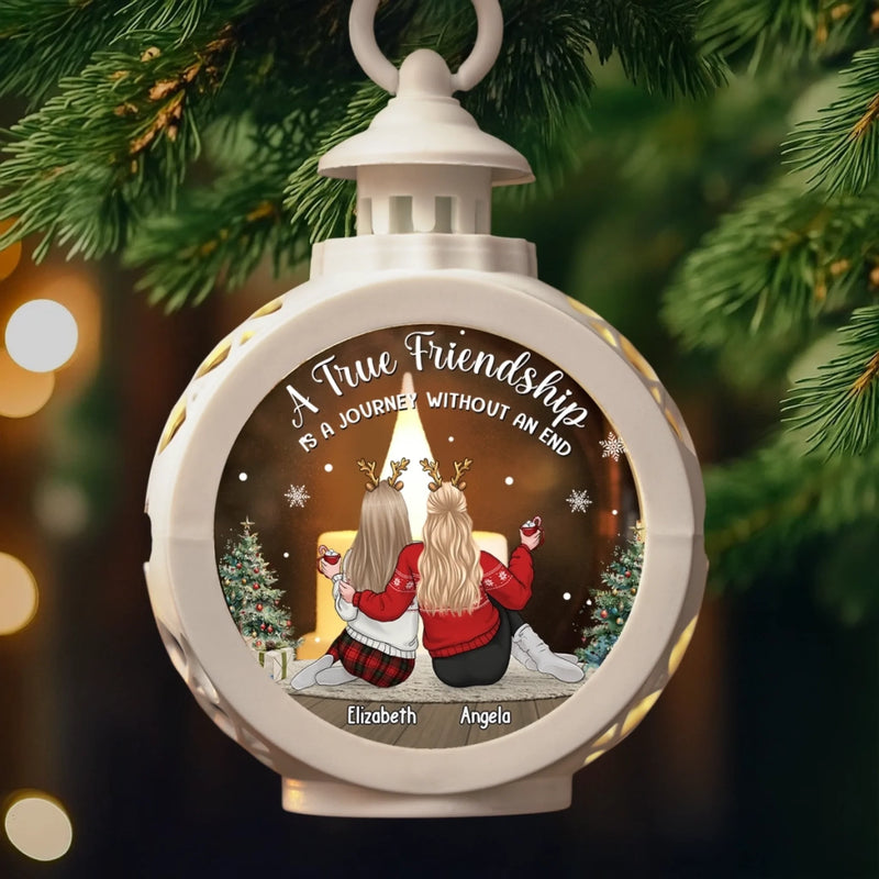 Custom Candlelight Lantern Ornament -  Personalized Best Friend Christmas Birthday Gifts For Women, Besties, Sisters, BFF - Bestie Bonds Glow Through Time