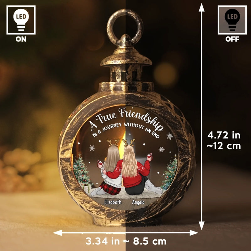 Custom Candlelight Lantern Ornament -  Personalized Best Friend Christmas Birthday Gifts For Women, Besties, Sisters, BFF - Bestie Bonds Glow Through Time