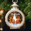 Custom Candlelight Lantern Ornament -  Personalized Christmas Birthday Gifts For Mom, Dad, Kids - A Gingerbread Family In Snow