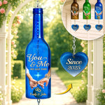 Custom Wine Bottle Wind Chime - Personalized Anniversary Wedding Gifts For Husband And Wife, Him And Her - Forever Begins With Us