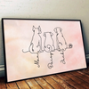 Custom Line Art Horizontal Poster - Personalized Pet Memorial Sympathy Gifts For Dogs - Furry Souls, Endless Love