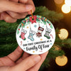 Custom First Christmas Ceramic Ornament - Personalized Christmas Birthday Gifts For Mom, Dad, Brother, Sister, Kids - Our Family’s First Christmas Magic