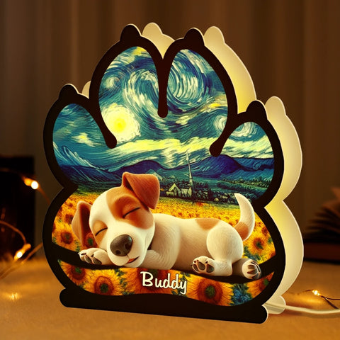 Custom Starry Night Shaped Light Box - Personalized Pet Memorial Sympathy Gifts For Dogs - Light Of Love